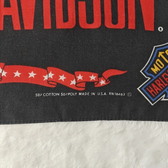 Harley Davidson Motorcycles‎ American Eagle Black Bandana Logo Made In USA - Picture 4 of 4